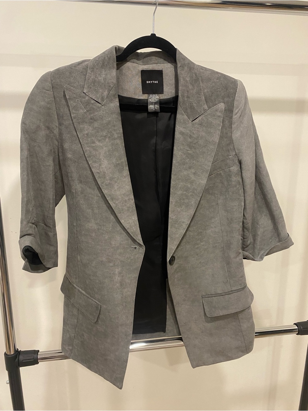 SMYTHE Gray Suede-Look Blazer
